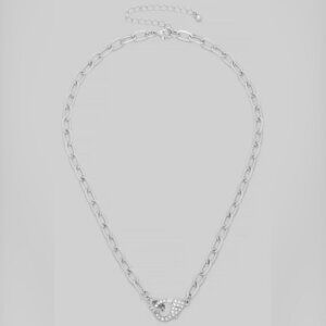 CATHERINE SILVER RHINESTONE CLASP NECKLACE